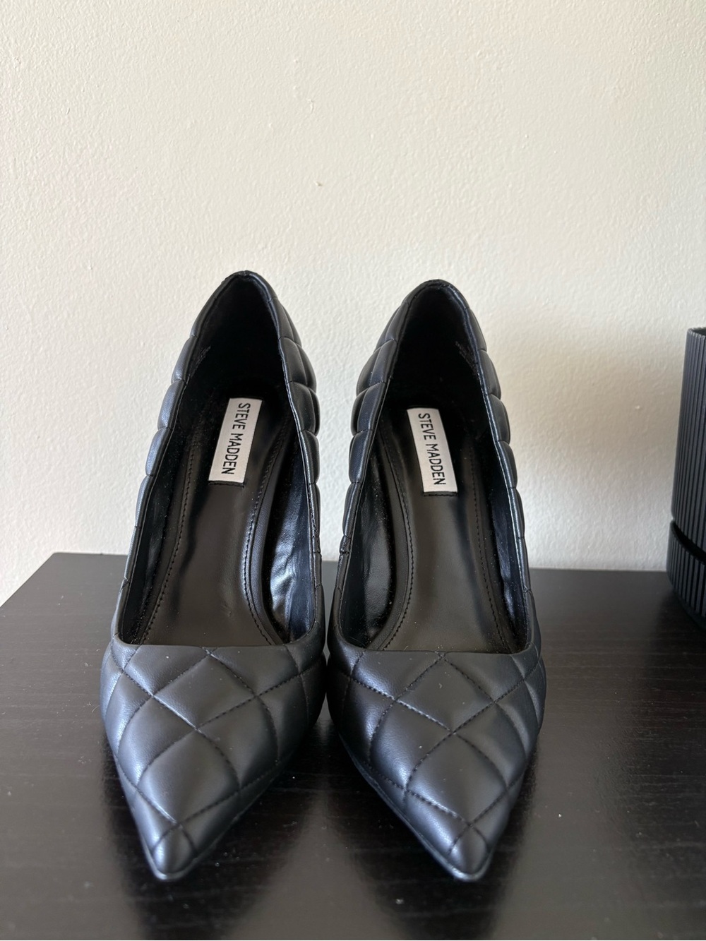 Steve Madden Black Quilted Pointed Toe Pumps